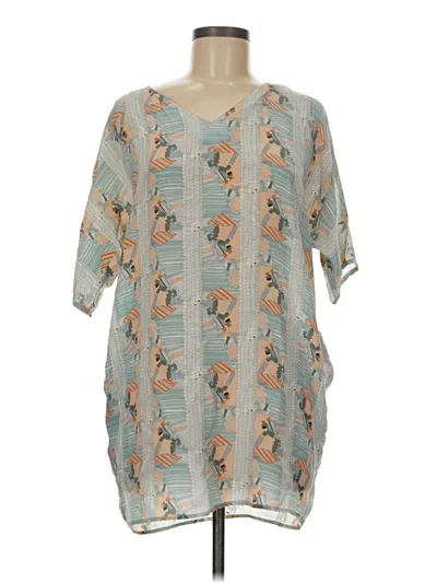 Pre-owned Tucker Sleeveless Silk Top Teal V-neck Tops