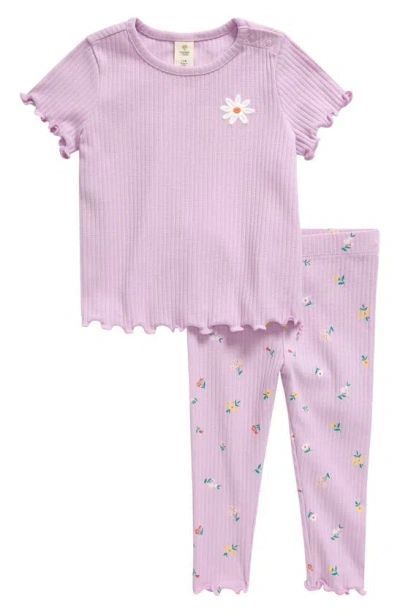 Tucker + Tate Babies'  Cotton Blend Short Sleeve Top & Leggings Set In Purple Lupine Mini Garden