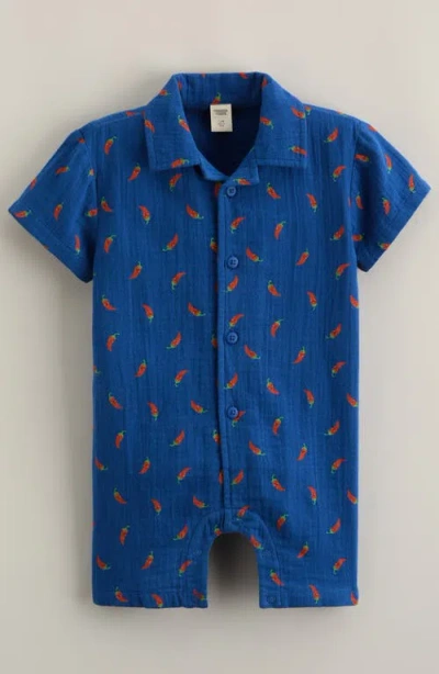 Tucker + Tate Babies'  Cotton Gauze Romper In Blue