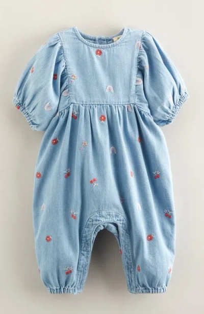 Tucker + Tate Babies'  Embroidered Denim Bubble Romper In Blue