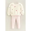 Tucker + Tate Embroidered Fleece Sweatshirt & Leggings Set In Neutral