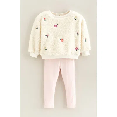 Tucker + Tate Babies'  Embroidered Fleece Sweatshirt & Leggings Set In Neutral
