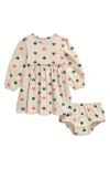 Tucker + Tate Babies'  Empire Waist Dress & Bloomers Set In Beige Lt Heather Multi Hearts