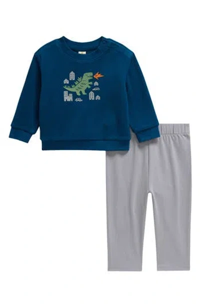 Tucker + Tate Babies'  Fleece Sweatshirt & Sweatpants Set In Blue Sailor Monster- Grey