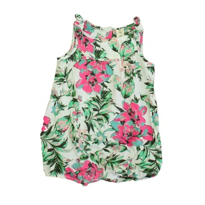 Tucker + Tate Kids' Girls Pink Green Floral Romper In Multi