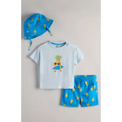 Tucker + Tate Babies'  Graphic Print T-shirt, Shorts & Bucket Hat Set In Blue