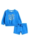 Tucker + Tate Kids'  Graphic Sweatshirt & Pintuck Shorts In Blue Palace Endless Pasta