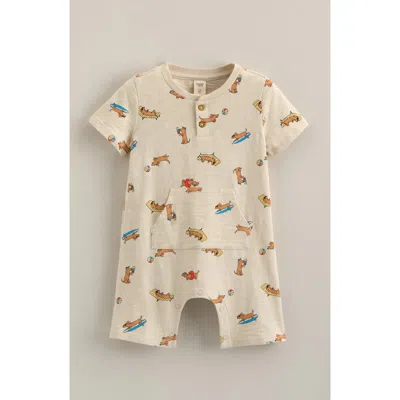 Tucker + Tate Babies'  Henley Pocket Romper In Neutral