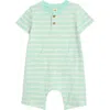 Tucker + Tate Henley Pocket Romper In Green Yucca Kendall Stripe