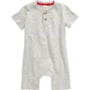 Tucker + Tate Babies'  Henley Pocket Romper In Grey Light Heather