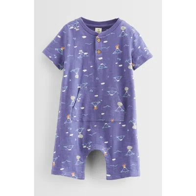 Tucker + Tate Babies'  Henley Pocket Romper In Navy Skipper Volcanoes
