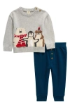 Tucker + Tate Babies'  Jacquard Sweater & Pants Set In Grey Heather Critters- Blue