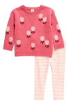 Tucker + Tate Babies'  Jacquard Sweater & Pants Set In Pink Rapture Floral Stripe
