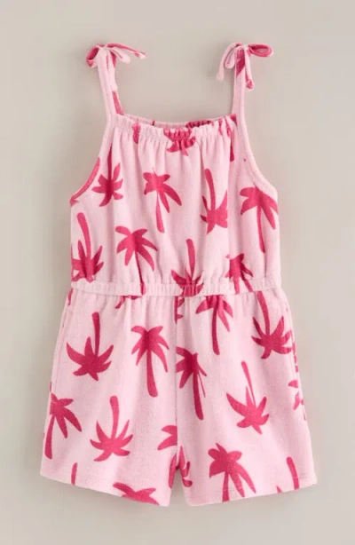 Tucker + Tate Kids' Bow Strap Cotton Terry Romper In Pink