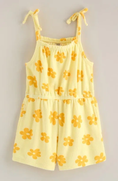Tucker + Tate Kids' Bow Strap Cotton Terry Romper In Yellow