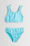 Tucker + Tate Kids' Bow Two-piece Swimsuit In Turquoise Cool Lurex Stripe