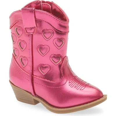 Tucker + Tate Kids' Cade Heart Western Boot In Pink Prism Metallic