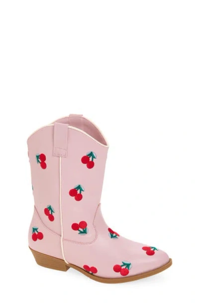 Tucker + Tate Kids' Cher Cherry Embroidered Western Boot In Pink