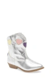 Tucker + Tate Kids' Clarra Heart Western Boot In Silver