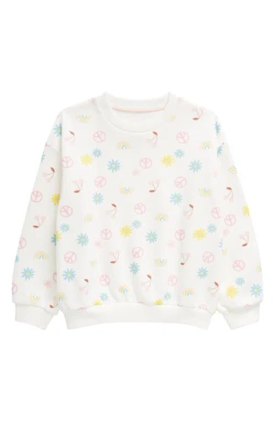 Tucker + Tate Kids' Cozy Sweatshirt In White Snow Peace Flowers