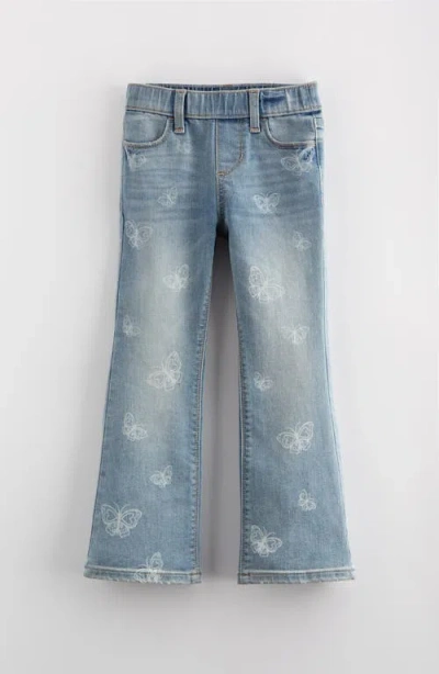 Tucker + Tate Kids' Distressed Pull On Stretch Flare Leg Jeans In Light Wash Butterflies