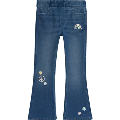 Tucker + Tate Kids' Embroidered Bootcut Jeans In Medium Blue Wash Floral