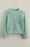 Tucker + Tate Kids' Embroidered Crewneck Sweater In Green