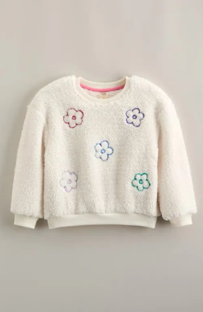 Tucker + Tate Kids' Embroidered Fluffy Fleece Pullover In White