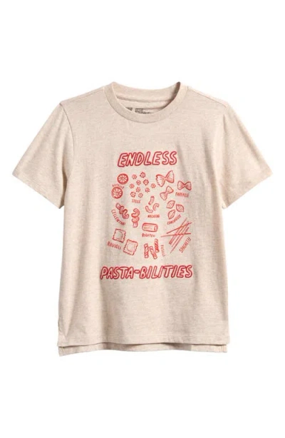 Tucker + Tate Kids' Embroidered Graphic T-shirt In Beige Lt Heather Endless Pasta