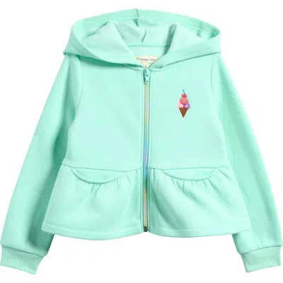 Tucker + Tate Kids' Embroidered Peplum Zip-up Hoodie In Green Yucca Ice Cream