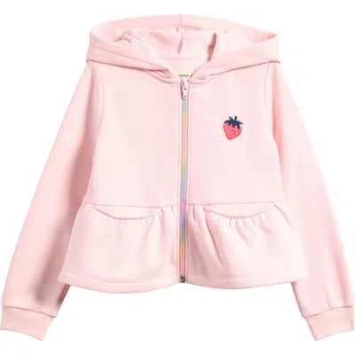 Tucker + Tate Kids' Embroidered Peplum Zip-up Hoodie In Pink Balm Strawberry