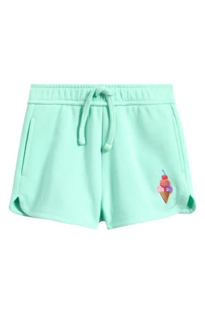 Tucker + Tate Kids' Embroidered Fleece Shorts In Green Yucca Ice Cream