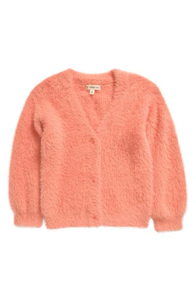 Tucker + Tate Kids' Eyelash Chenille Cardigan In Coral Dahlia