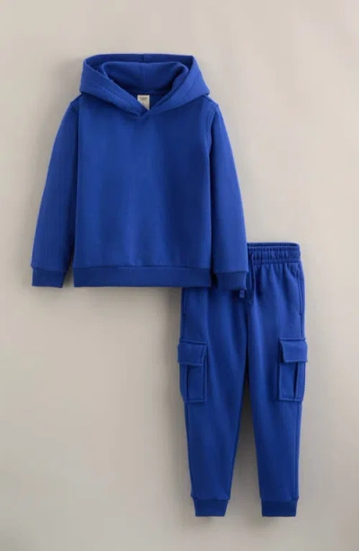 Tucker + Tate Kids' Fleece Hoodie & Cargo Joggers Set In Blue