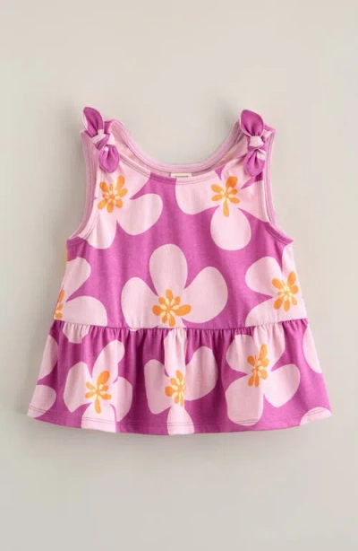 Tucker + Tate Kids' Floral Cotton Peplum Tank In Purple