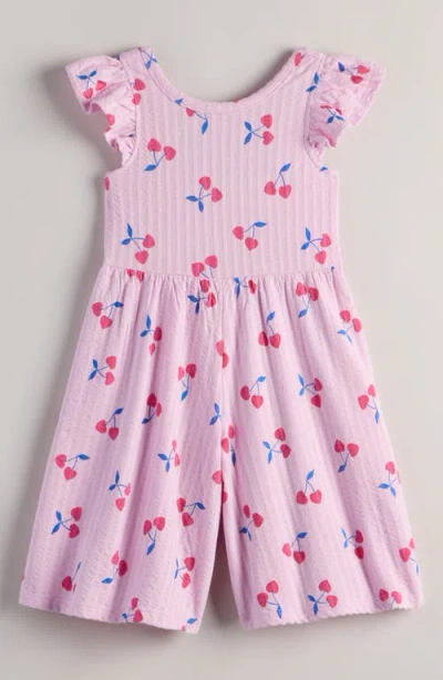 Tucker + Tate Kids' Floral Flutter Sleeve Rib Romper In Pink