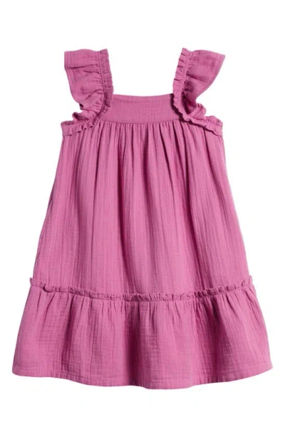 Tucker + Tate Kids' Flutter Sleeve Tiered Dress In Pink Bodacious