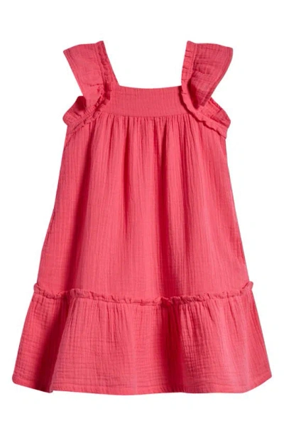 Tucker + Tate Kids' Flutter Sleeve Tiered Dress In Pink Fandango