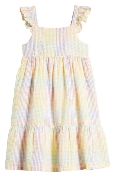 Tucker + Tate Kids' Gingham Cotton Tiered Sundress In Yellow Finch Picnic Plaid
