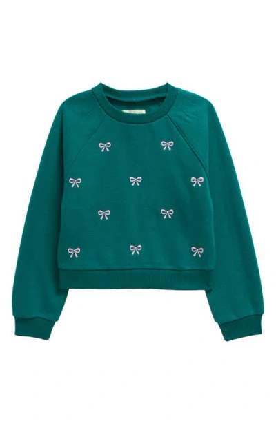 Tucker + Tate Kids' Graphic Cotton Blend Sweatshirt In Green Storm Cheerful Bow