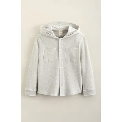 Tucker + Tate Kids' Hooded Waffle Stitch Button-up Shirt In Gray