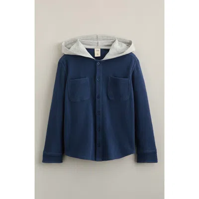 Tucker + Tate Kids' Hooded Waffle Stitch Button-up Shirt In Blue