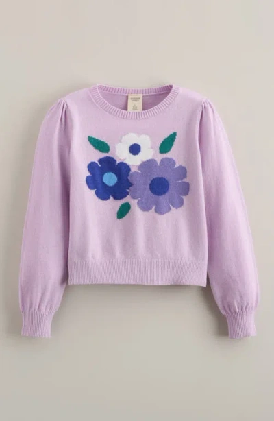 Tucker + Tate Kids' Icon Intarsia Puff Shoulder Cotton Blend Sweater In Purple
