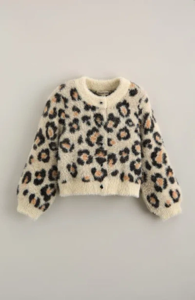 Tucker + Tate Kids' Leopard Eyelash Cardigan In Brown