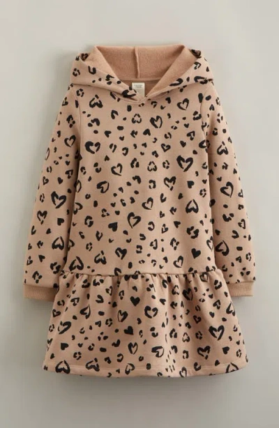 Tucker + Tate Kids' Long Sleeve Hooded Fleece Sweatshirt Dress In Animal Print