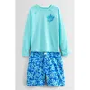 Tucker + Tate Kids' Long Sleeve Two-piece Rashguard Swimsuit In Teal Scuba Groovy Coral