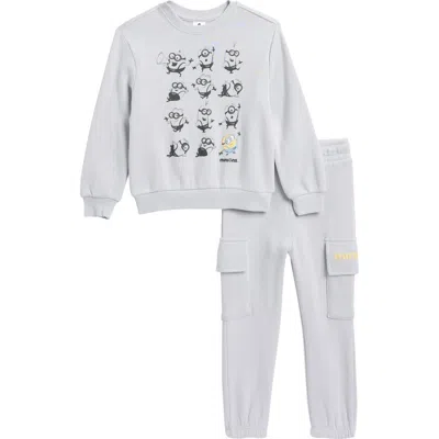 Tucker + Tate Kids' Minions Cotton Blend Graphic Sweatshirt & Cargo Joggers Set In Grey Micro Minions