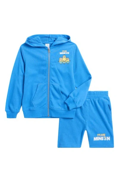 Tucker + Tate Kids' Minions Graphic Hoodie & Shorts Set In Blue Palace We Are Minion
