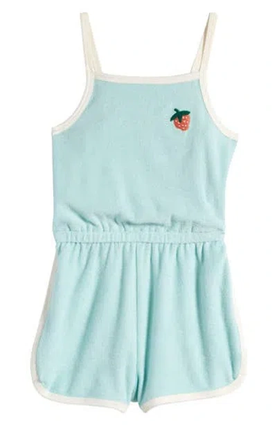 Tucker + Tate Kids' Organic Cotton Terry Romper In Teal Eggshell Strawberry