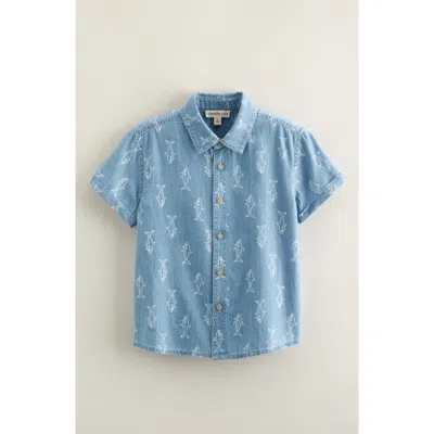 Tucker + Tate Kids' Pineapple Print Camp Shirt In Blue